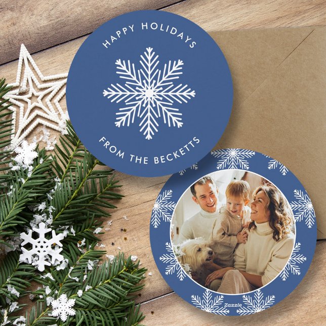 Festliches Snowflake Weihnachts-Foto Feiertagskarte (Von Creator hochgeladen)