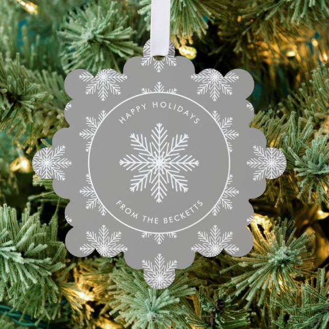 Festliches Snowflake Weihnachts-Foto Ornament Karte (Insitu (Baum))