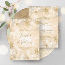 Festliches Sparkle Gold Winter Hochzeitsprogramm