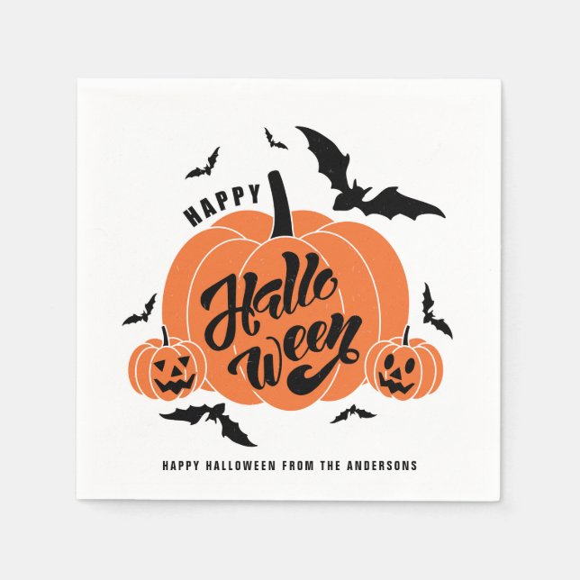 Festliches Spooky Pumpkins Halloween-Party Serviette (Vorderseite)