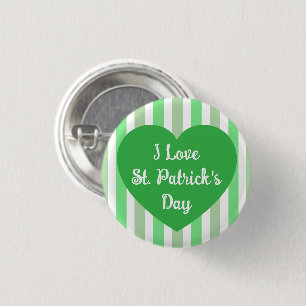 Festliches St. Patrick's Day Green Striped Herz Button