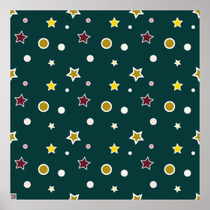 Festliches Sternenmuster auf dunklem Teal Poster