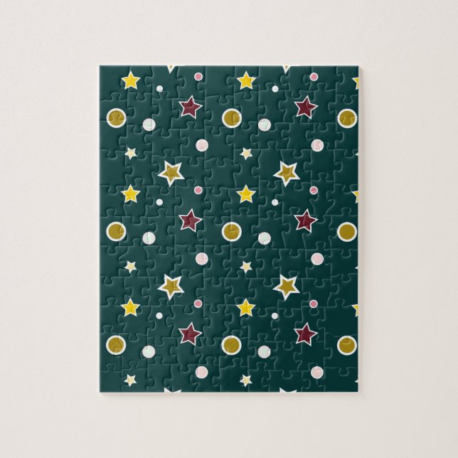 Festliches Sternenmuster auf dunklem Teal Puzzle (Vertikal)