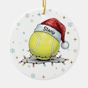 Festliches Tennisball-Feiertagsdesign Keramik Ornament