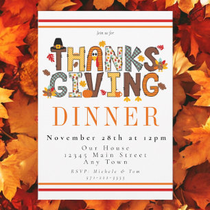 Festliches Thanksgiving-Dinner / Truthahnblätter f Einladung