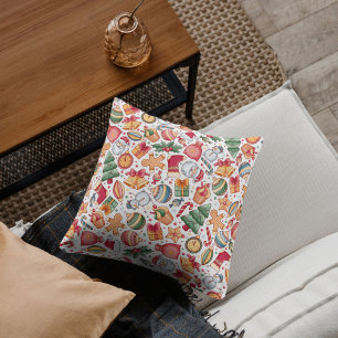 Festliches traditionelles Wasserfarbmuster Weihnac Kissen