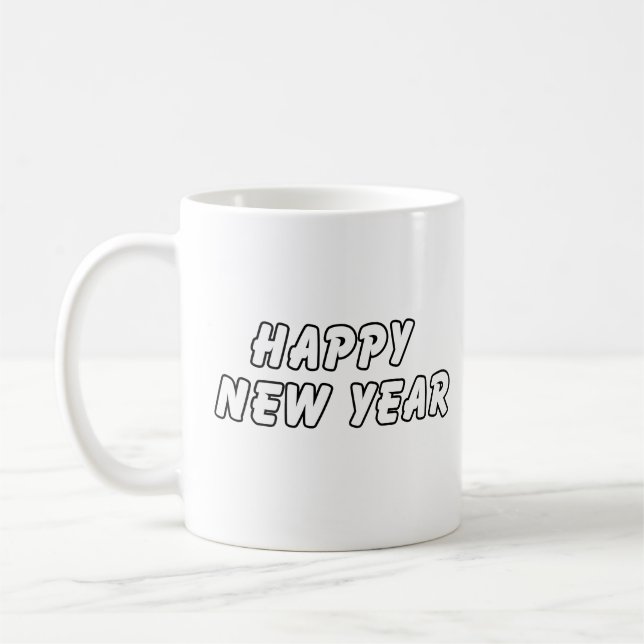 Festliches und einfaches Neujahrsdesign 2025 Kaffeetasse (Links)