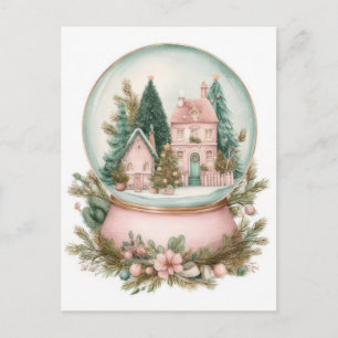 Festliches und elegantes Pastell-Weihnachts-Schnee Postkarte