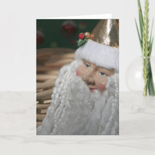 Festliches Vintage-Gesicht des Weihnachtsmanns Feiertagskarte