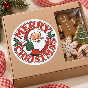 Festliches Vintage Retro Frohe Weihnachten Santa C Runder Aufkleber