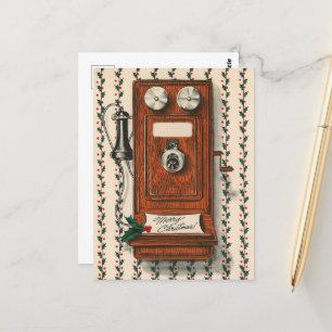 Festliches Vintage-Telefon Weihnachten Postkarte