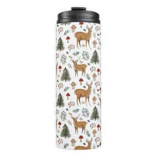 Festliches Vintage-Weihnachts-Waldtier-Hirsch-Must Thermosbecher