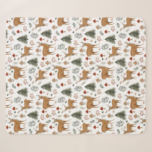Festliches Vintage-Weihnachtshirsch-Waldmuster Sherpadecke