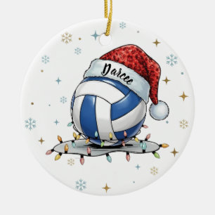 Festliches Volleyball-Feiertagsdesign mit Schneefl Keramik Ornament