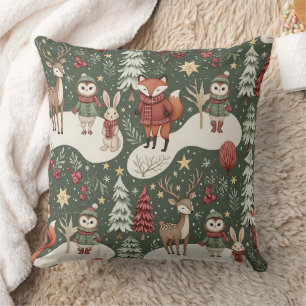 Festliches Wald Natur Winter Muster Kissen