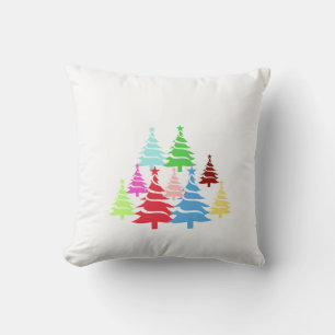 Festliches Waldkissen - farbenfrohe Weihnachtsbäum Kissen