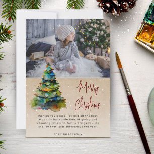 Festliches Wasserfarben-Christbaum-Künstlerisches  Feiertagskarte