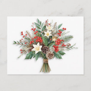 Festliches Wasserfarben-Festtagsbouquet Feiertagspostkarte