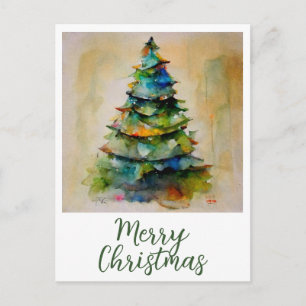 Festliches Wasserfarben Frohe Weihnachten Baum Kün