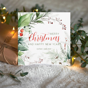 Festliches Wasserfarben-Grün Frohe Weihnachten