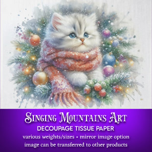 Festliches Wasserfarben-Katze-Christmas-Bastel-Dek Seidenpapier