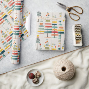Festliches Wasserfarben-Tannenbaum-Musterdesign Geschenkpapier