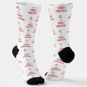 Festliches Wasserfarben-Weihnachtsgans-Ente  Socken