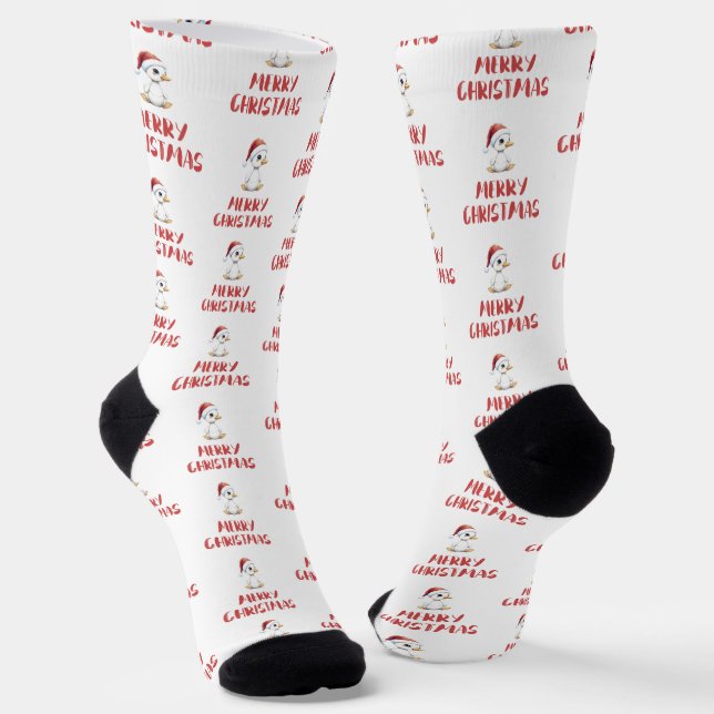 Festliches Wasserfarben-Weihnachtsgans-Ente  Socken (Gewinkelt)
