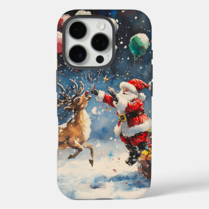 Festliches Wasserfarben-Weihnachtsmann-Rentier-Bun iPhone 16 Pro Hülle