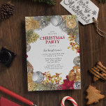 Festliches Weihnachts-Party Einladung<br><div class="desc">Set die festliche Stimmung mit diesen atemberaubenden Weihnachtsliedern,  die mit einem Winterschrei mit silber und goldfarbenen Glanztönen,  goldgelbem Blattwerk,  roten Beerenholzsprigs,  Silberbrunnen,  Schneeüberlagerung und einer eleganten Vorlage,  die leicht zu personalisieren ist,  gestaltet wurden.</div>