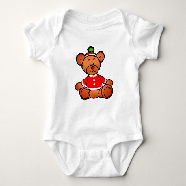Festliches Weihnachts-Teddybär-Design Baby Strampler (Vorderseite)