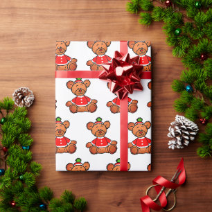 Festliches Weihnachts-Teddybär-Design Geschenkpapier