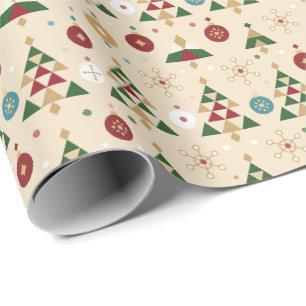 Festliches Weihnachtsbaum-Ornament-Muster Geschenkpapier