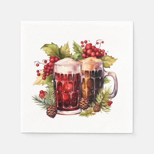 Festliches Weihnachtsbiertrinken Serviette (Vorderseite)