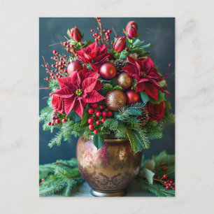Festliches Weihnachtsbouquet mit Kiefer und Weihna Postkarte