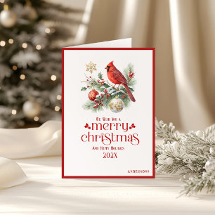 Festliches Weihnachtsbouquet rote Kardinäle  Karte