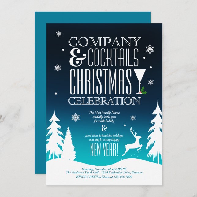 Festliches Weihnachtscocktail-Party Einladung (Vorne/Hinten)