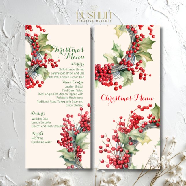 Festliches Weihnachtsfest Abendessen Party Menükarte (Von Creator hochgeladen)