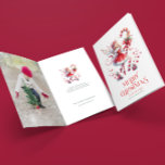 Festliches Weihnachtsfest - personalisierbares Fot Karte<br><div class="desc">Weihnachtsmärchen in einem roten Kleid mit einem Bonbonstock,  rot Frohe Weihnachtstypografie und personalisierbarem Text.</div>