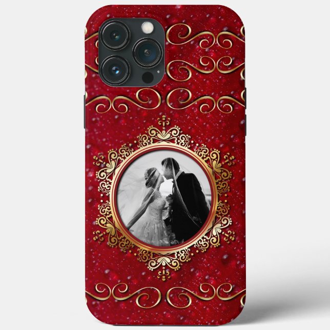 Festliches Weihnachtsfest Rotes Gold Snowflake Win Case-Mate iPhone Hülle (Rückseite)
