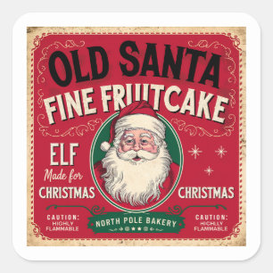 Festliches Weihnachtsfruchtkuchen Party Quadratischer Aufkleber