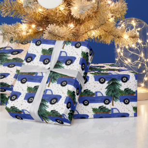 Festliches Weihnachtsliegefahrzeug mit gekacheltem Geschenkpapier