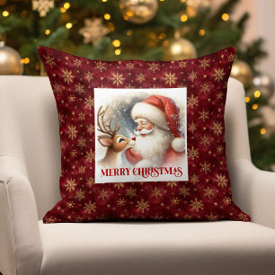 Festliches Weihnachtsmann-Rudolph-Feiertagskissen Kissen