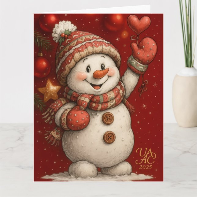 Festliches Weihnachtsmotiv auf rotem Hintergrund Karte (Vorderseite)