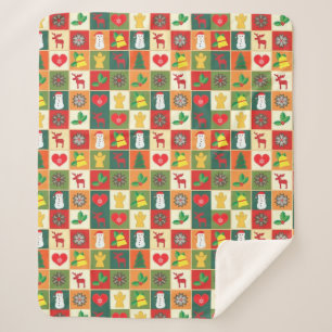 Festliches Weihnachtsmuster Cozy Sherpa Sherpadecke