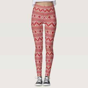 Festliches Weihnachtsmuster in Rot und Weiß Leggings
