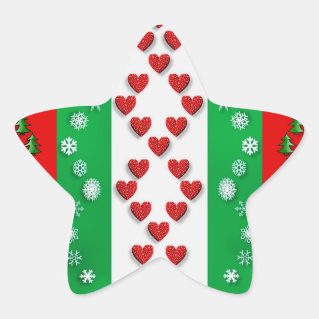 Festliches Weihnachtsmuster in Weihnachtsfarben Stern-Aufkleber (Vorderseite)