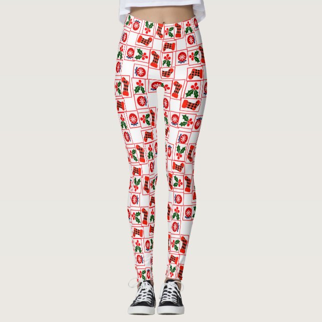 Festliches Weihnachtsmuster Leggings (Vorderseite)