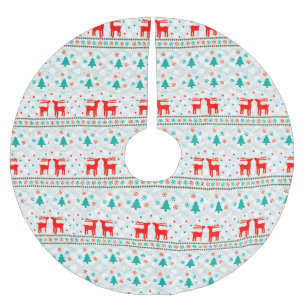 Festliches Weihnachtsmuster mit Rentieren Polyester Weihnachtsbaumdecke