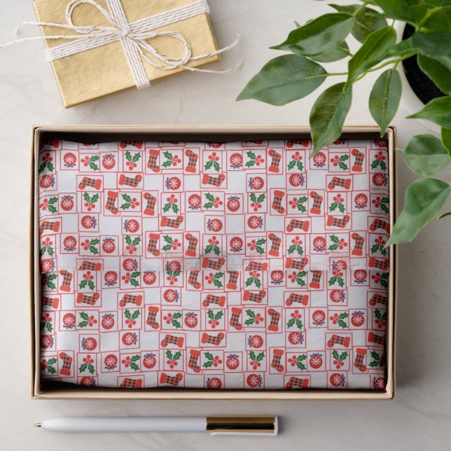 Festliches Weihnachtsmuster Seidenpapier (Geschenk)